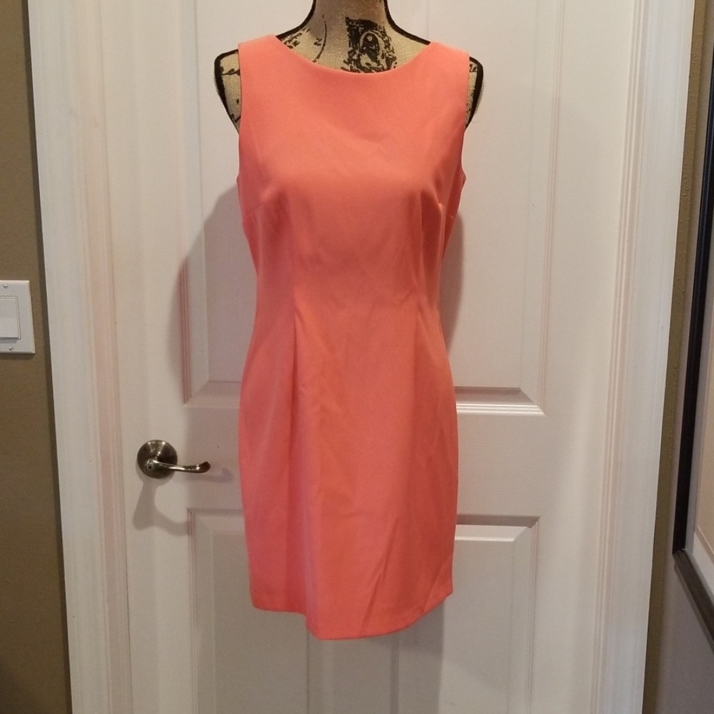 AGB bright coral sheath dress size 12p - Picture 1 of 7